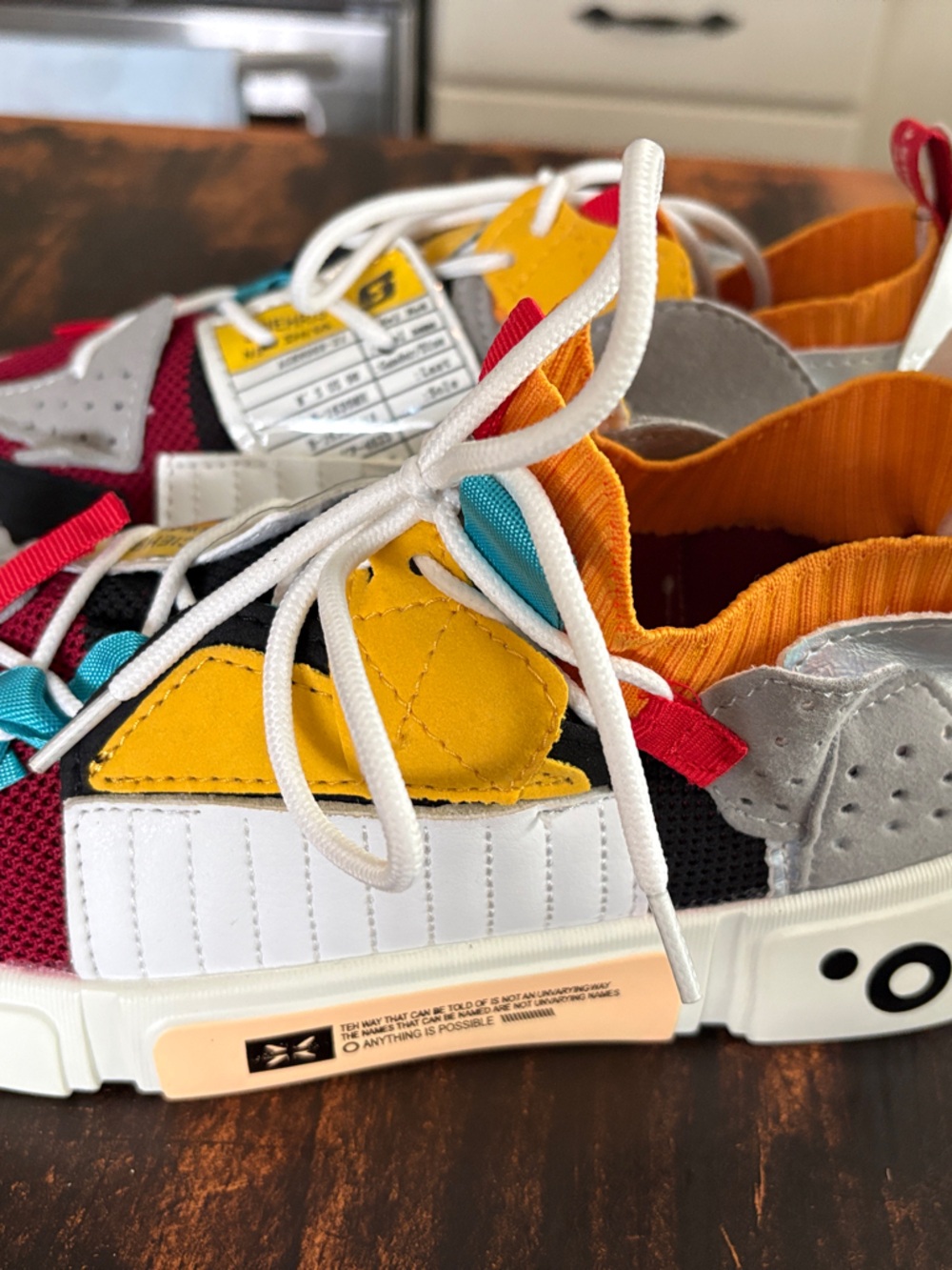 Men's Multicolor Athletic Sneakers - Yellow, Teal & Red Jordyn style